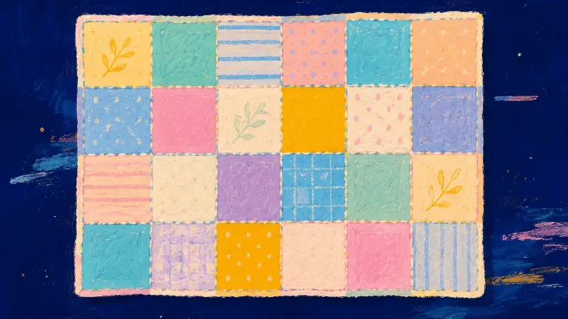 Pattern Rejoined A restored quilt with aligned patches, representing logic and intuition returning to balanced order