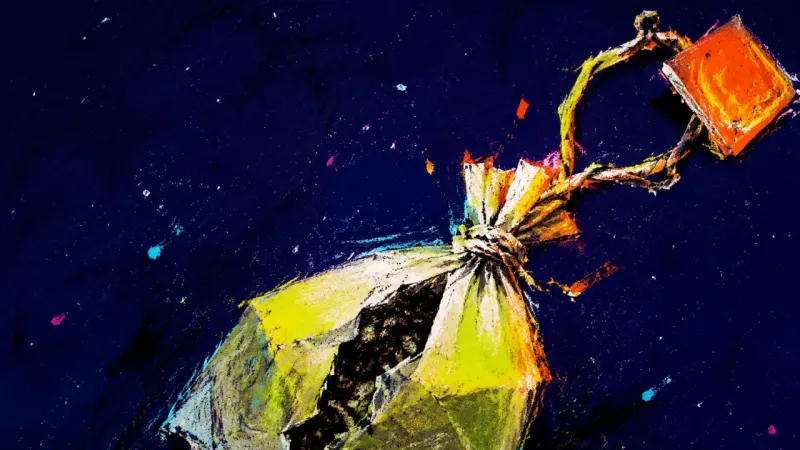 Steeped in Silence A tea bag twisted into a tight knot, symbolizing feelings compressed after saying everything is fine