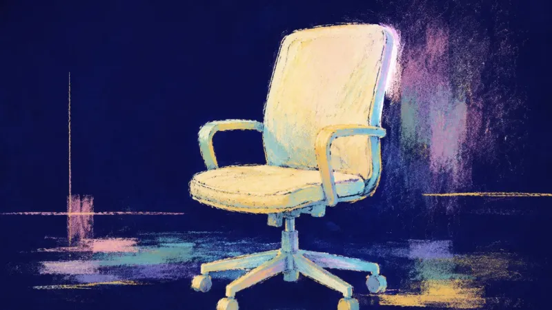 Seat Reclaimed An office chair regains balanced order, representing desire and responsibility sharing one testable,