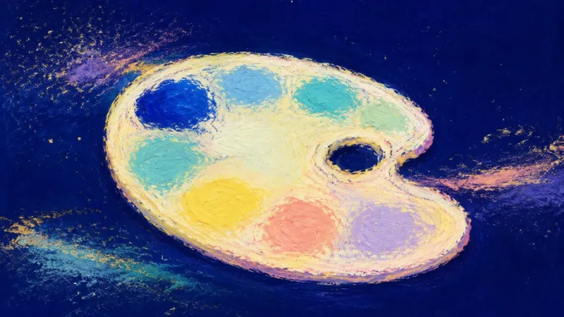 Self-Authored Flow An artist palette restored to a balanced form, representing self-trust and steady action after group