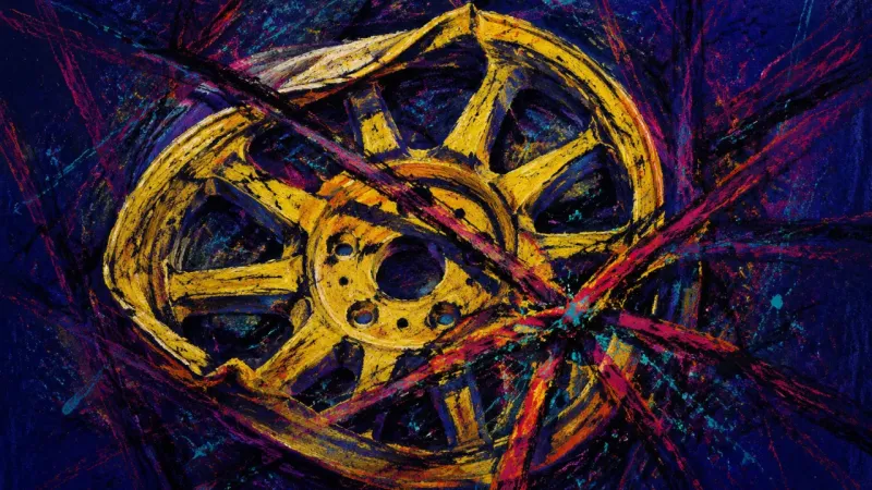A distorted flywheel choked by tangled lines represents chemistry-driven commitment urgency