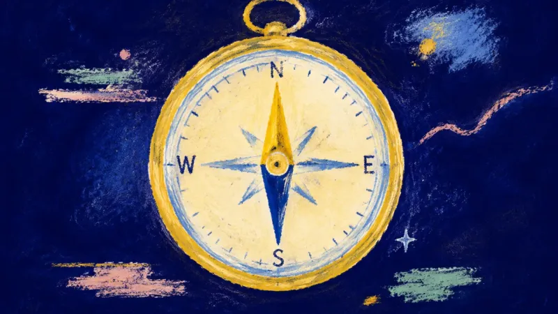 True Bearing A compass restored to a steady direction, representing calm self-trust built through boundaries and