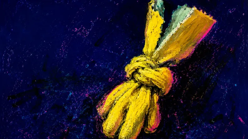 A cleaning glove twisted into a crushing knot, symbolizing care given without limits until restraint