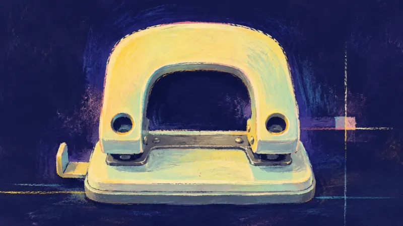 Authority Returned A restored hole punch with an open, balanced outline, representing self-trust after approval-seeking