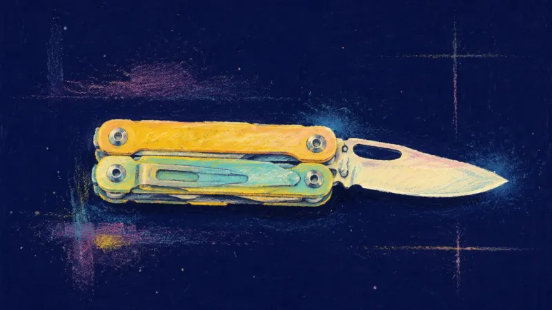 An ordered multitool with one implement extended, representing focused agency and confidence built