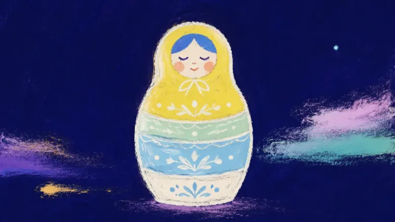 Layers in Balance A nesting doll restored layer by layer, representing paced vulnerability, reciprocal trust, and calm ownership of personal disclosure.