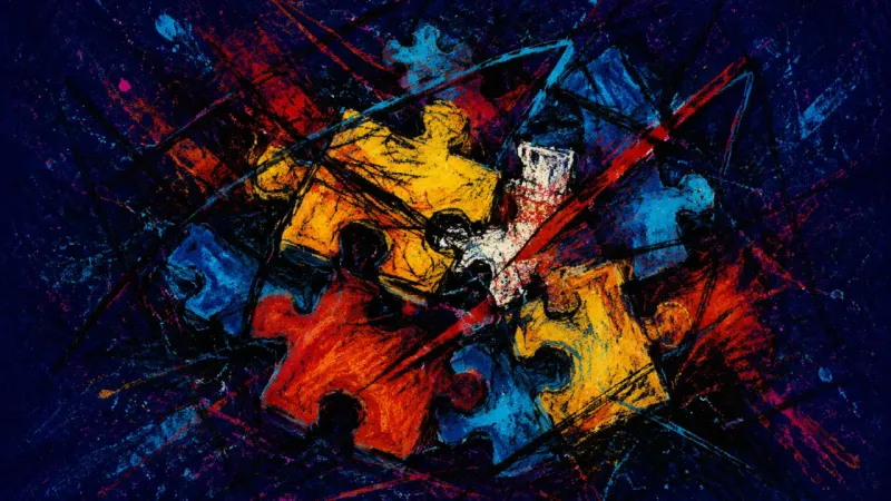 Forced Fit A jigsaw puzzle crushed into mismatched pieces, representing the pressure to commit before desire1?