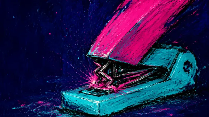 A jammed stapler symbolizing the pressure to keep relationships together while hiding personal needs
