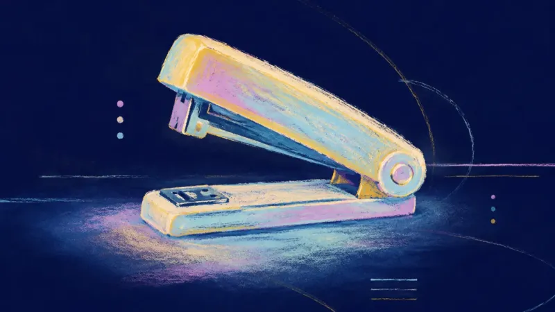 A restored stapler representing boundary anxiety resolved through clear communication, balanced neg­