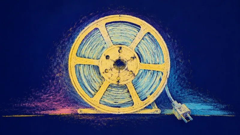A restored cable reel with even winding and aligned spokes, representing a fair thesis boundary, a3c