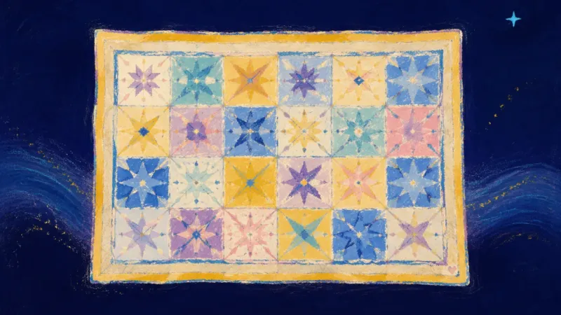 Panels in Balance A restored quilt with evenly balanced panels represents self-trust, mutual attention, and equal-part