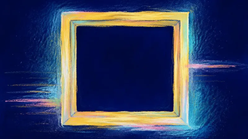 An abstract picture frame restored to balanced order, representing bounded honesty, private repair,‌