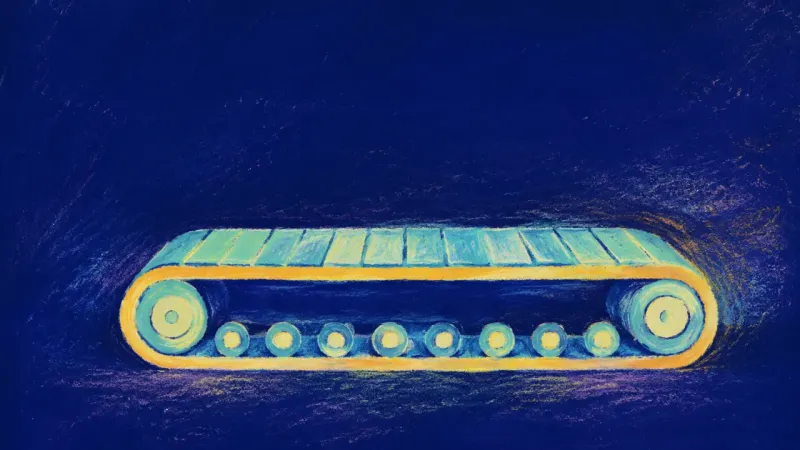 Sequence Restored A restored conveyor belt with an even sequence, showing outcome bias resolved through balanced, open