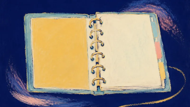An orderly ring binder with aligned pages, representing chemistry held alongside clear questions,