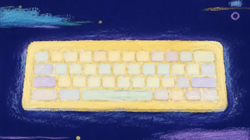 An abstract keyboard restored to ordered rows, representing confidence built through repeated study