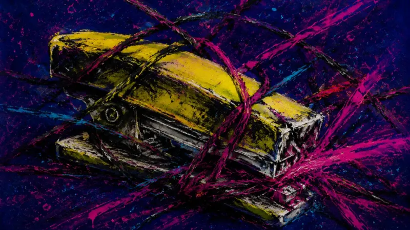 Jammed Readiness A crushed stapler trapped in chaotic marks represents readiness anxiety, perfectionism, and panic-fu