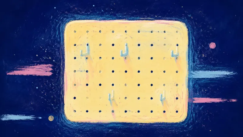 Rhythm Restored A restored pegboard with an orderly perforation grid, representing a study reset rebuilt through 작은?