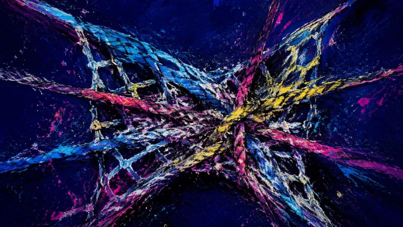 Knotted Network A tangled net represents the pressure to keep a changing friend group intact through personal over