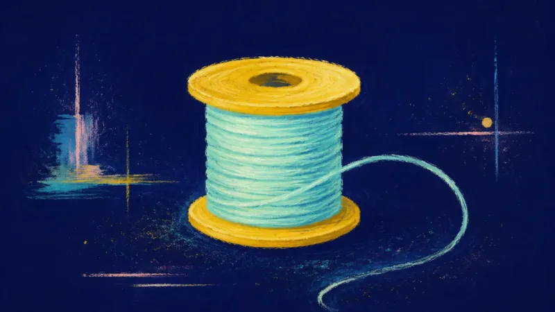Unwound Choice An abstract spool with orderly loops and a clear thread path, representing self-trust after personal