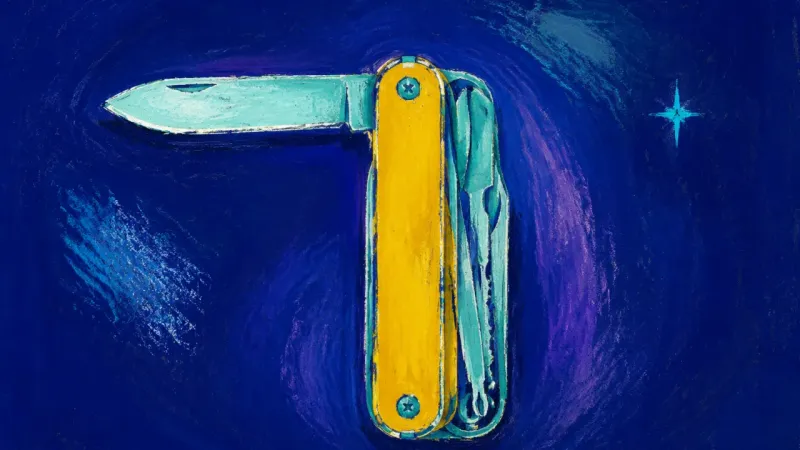 Utility in Order A restored multi-tool with one implement extended, symbolizing career uncertainty resolved through a