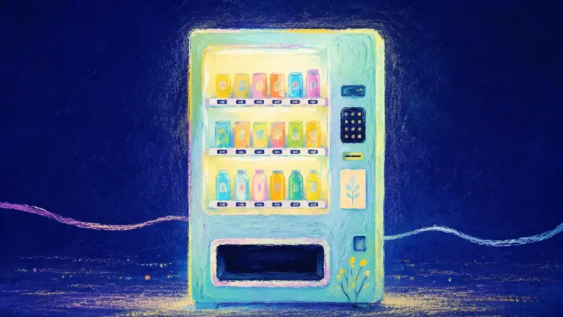 The Measured Return A restored vending machine represents study avoidance resolved through short feedback loops, visible
