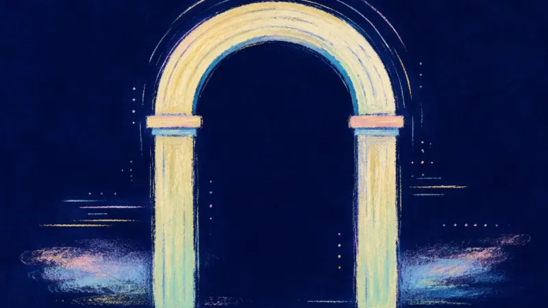 An abstract arch restored to a clear, balanced opening, representing collaborative feedback, renewed