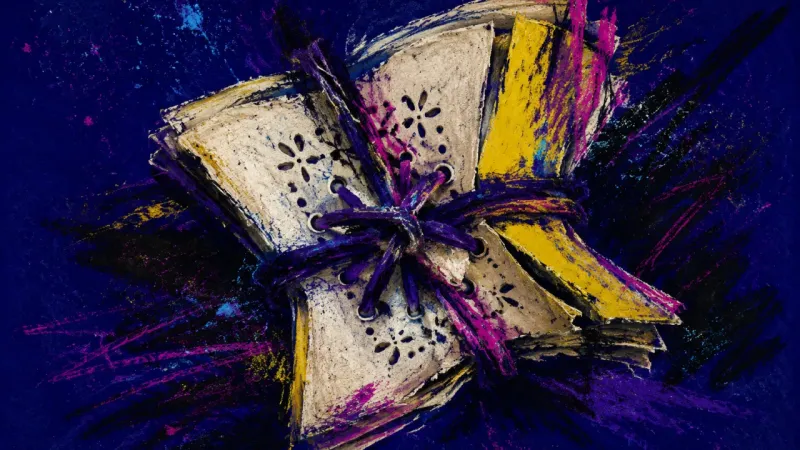 A lacing card cinched into tangled folds, representing boundary bargaining, oppressive indecision,