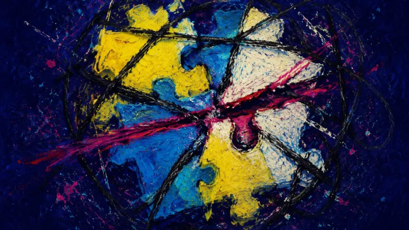 An incoherent jigsaw puzzle represents self-censorship and fear of losing belonging in a longtime