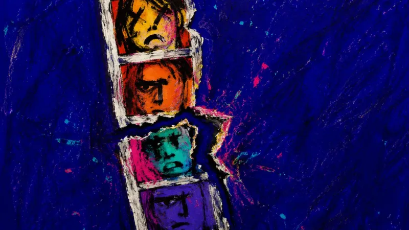 A torn photo booth strip symbolizes grief over an old friendship that no longer fits its rememberedช