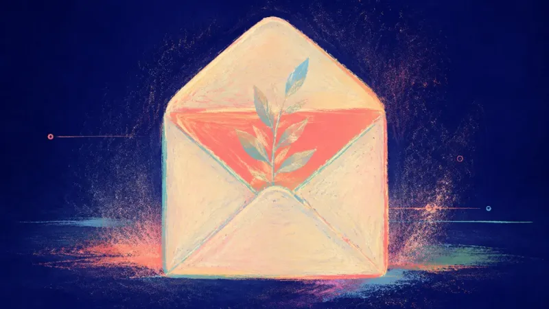 An open envelope with a balanced outline, symbolizing clear boundaries and self-respect after anger,
