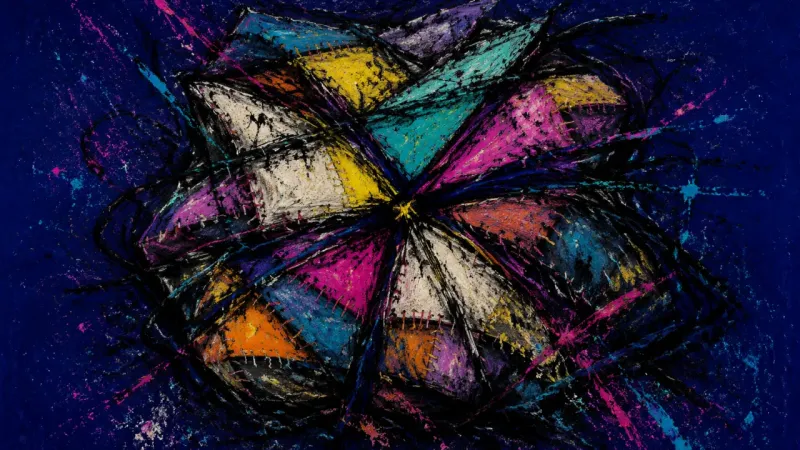 Quilt Under Pressure A quilt crushed into tangled patchwork, symbolizing how fear of exclusion makes personal boundaries