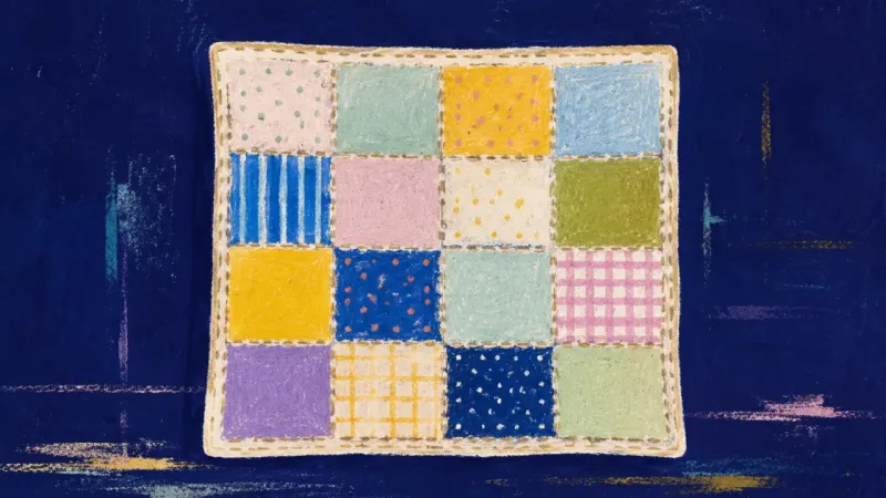 Belonging Repatterned A restored quilt with distinct connected patches, symbolizing personal boundaries and belonging coe0