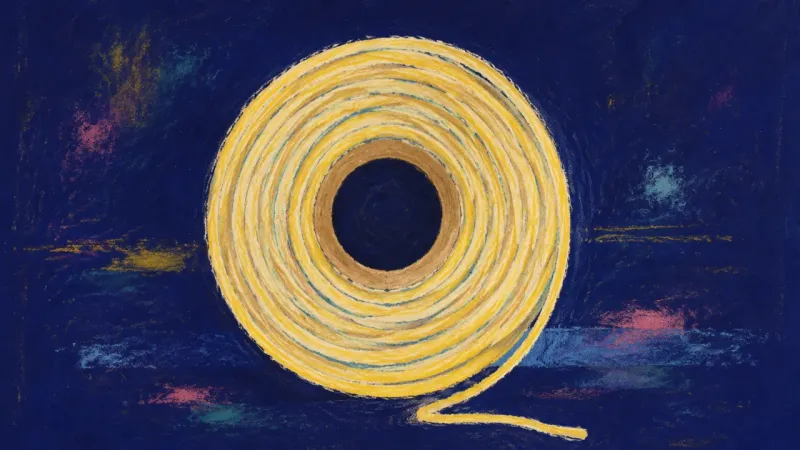 An abstract spool restored to an open, orderly form, representing empathy with clear boundaries and‌