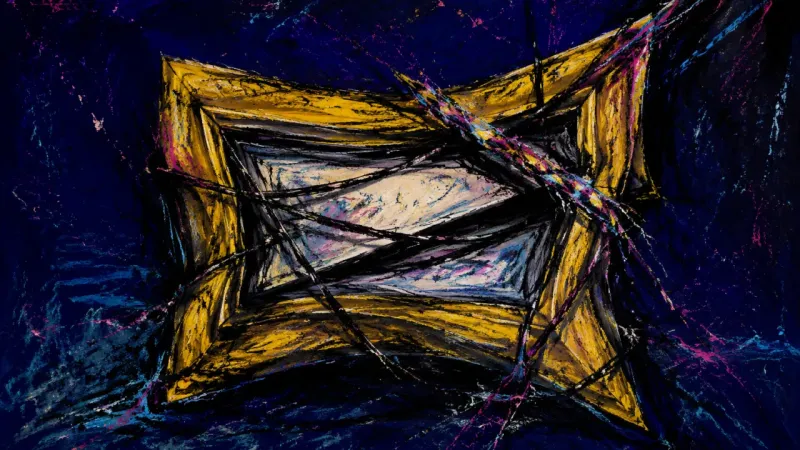 Fractured Family Frame An abstract picture frame represents emotional self-erasure, hidden hurt, and the pressure to