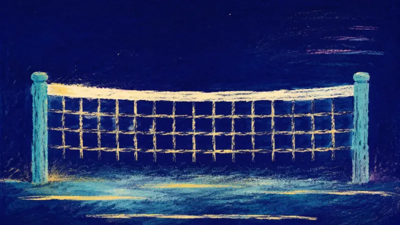 The Steady Line A restored tennis net with an even open grid, representing a family boundary that stays clear while