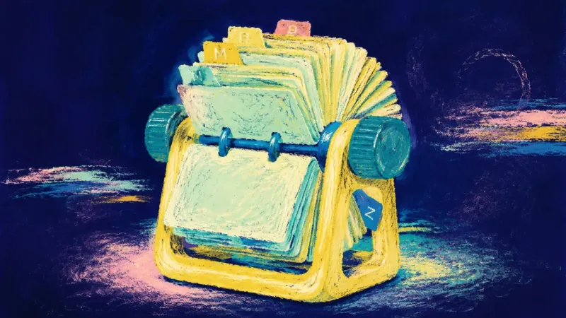 An open, orderly Rolodex represents career choices guided by meaningful work, practical evidence, और