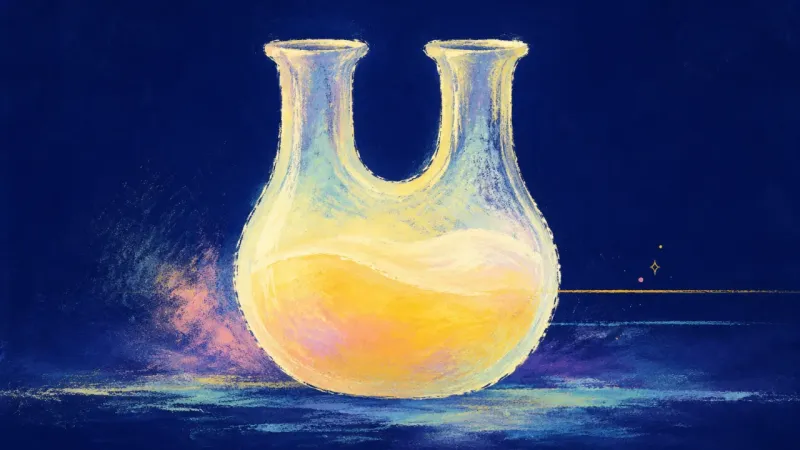The Integrated Vessel A restored double-neck flask represents chemistry and personal values held together in balanced, elf