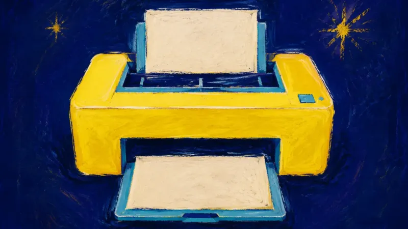 The Clear Feed An abstract printer with a clear paper path, symbolizing self-trust, fair completion criteria, and a