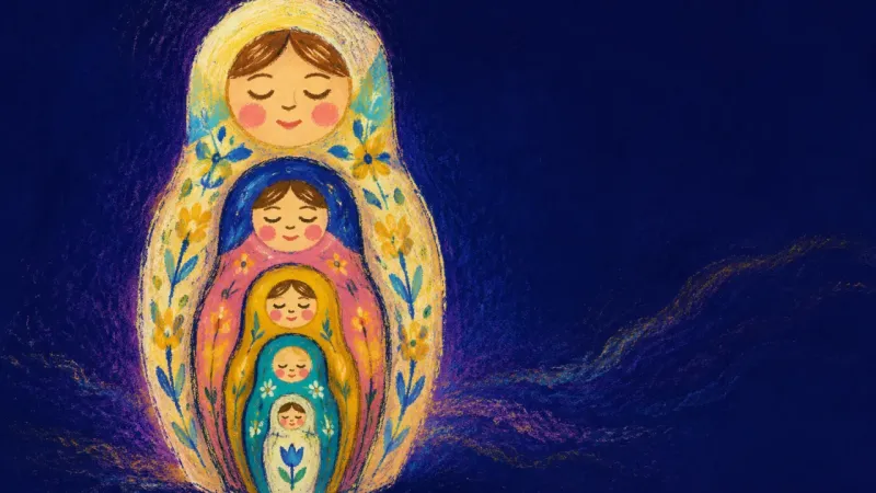 Layers in Accord A restored nesting doll with evenly held layers, representing vulnerability paced by reciprocal care