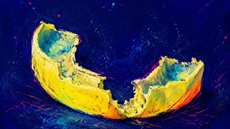 Bite of the Rush A chewed-through dental night guard with a collapsed arch, symbolizing the hidden strain beneath a 1