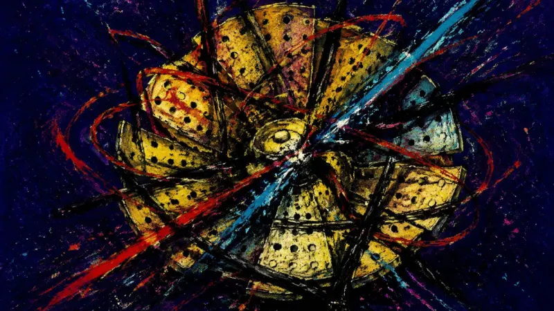 Crushed by Certainty A crushed steamer basket bound by chaotic lines, representing career apprehension as security rules
