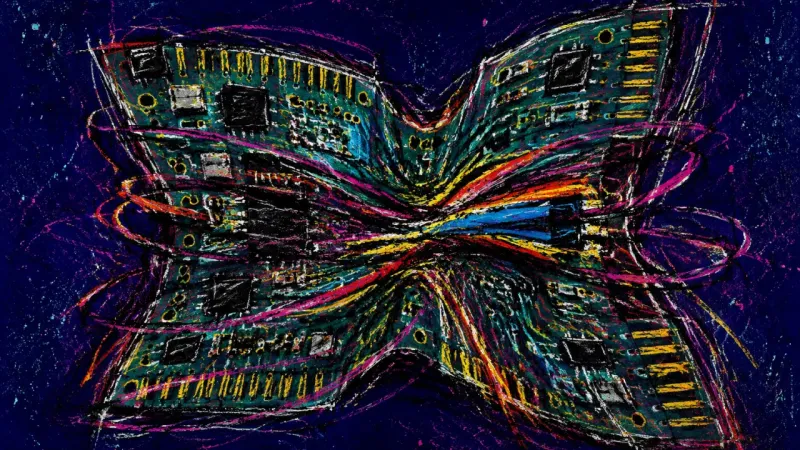 Overloaded Relay A circuit board crushed into tangled pathways, representing hypervigilant peacekeeping and the pr