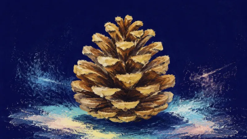 An opened pinecone with an orderly silhouette, representing restored self-trust and balanced career 