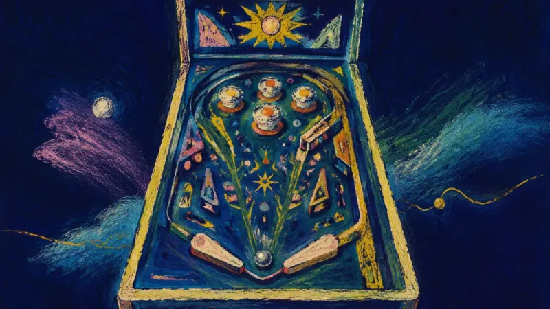 Measured Momentum A restored pinball machine with coherent lanes represents career momentum guided by evidence, risk a
