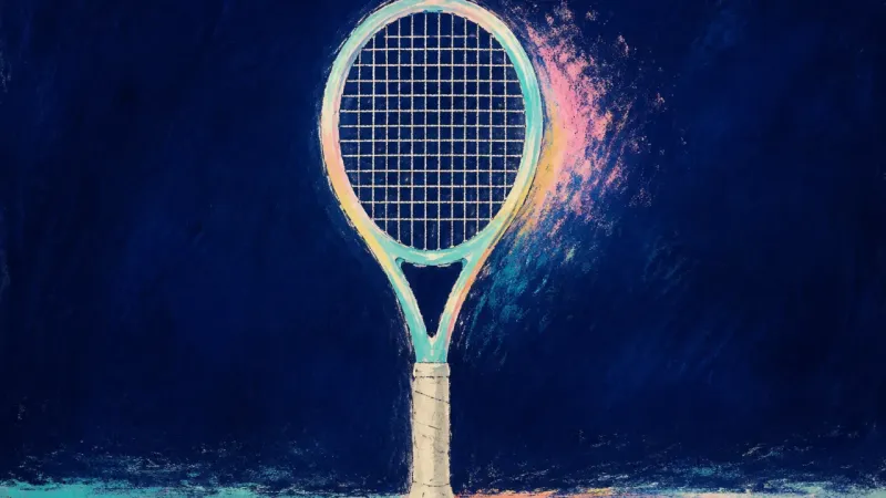 Exchange Restored A restored tennis racket with an even string grid symbolizes honest exchange, clearer attention, and