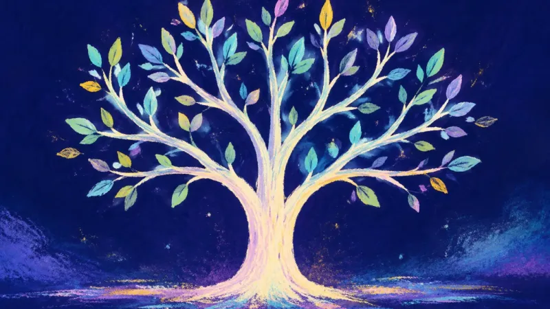 Branches in Balance A restored family tree representing clear boundaries, steadier self-respect, and connection that||||
