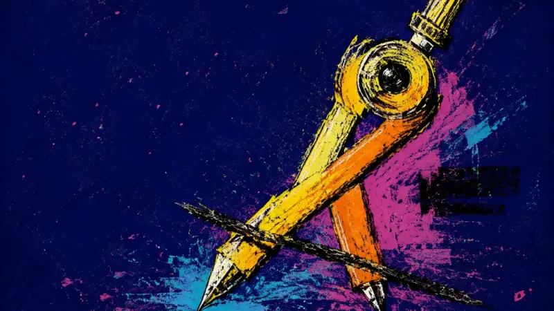 A distorted drafting compass represents fear that choosing an independent study route will waste an7