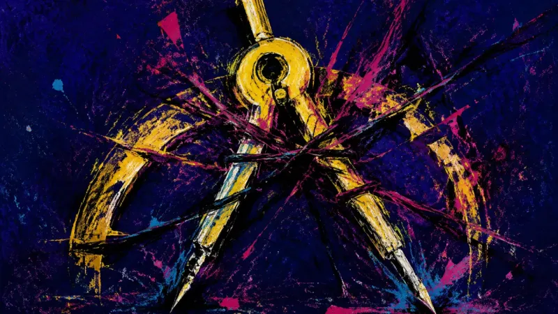 An abstract compass warped by competing routes, representing oppressive study paralysis and fear of