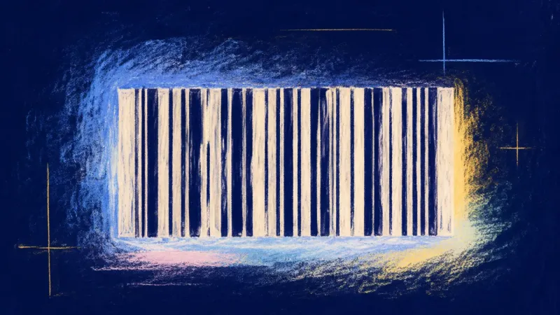 An abstract barcode restored to even order, representing achievement separated from self-worth and5