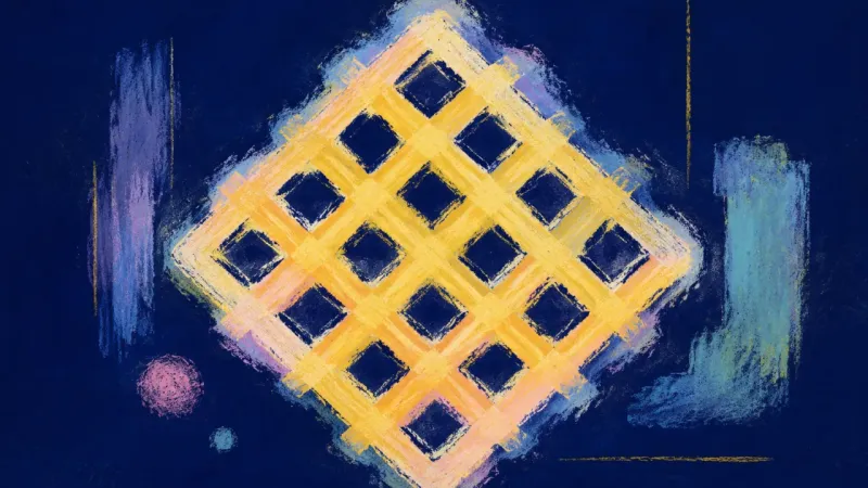 An abstract lattice restored to balanced order, representing clear boundaries, chosen connection,ص?